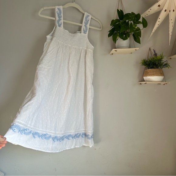 🩷RACHEL ASHWELL THE PRARIE WHITE BLUE CASUAL MIDI MINI SUMMER DRESS SIZE SMALL - Picture 7 of 10